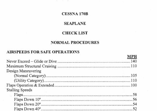 Cessna 170B Pilot's Checklist