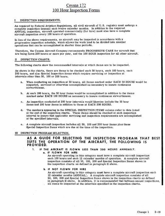Cessna 172 100 Hour Inspection Form Inspection Forms