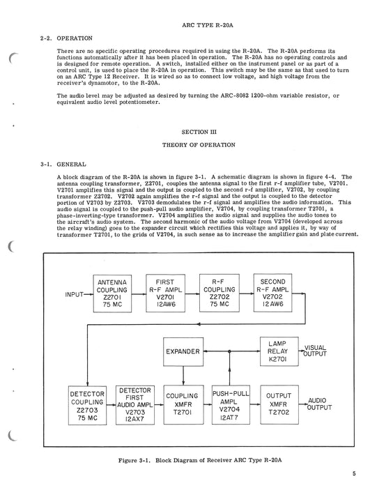 Aircraft Radio Corporation ARC R-20A Marker Beacon Receiver Instruction Book (ARR20A-IN-C)