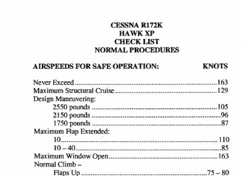 Cessna R172K Hawk XP Pilot's Checklist (CER172KXPCL)