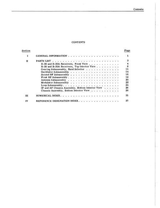 Aircraft Radio Corporation ARC R-30 & R-30A Receivers Parts Catalog