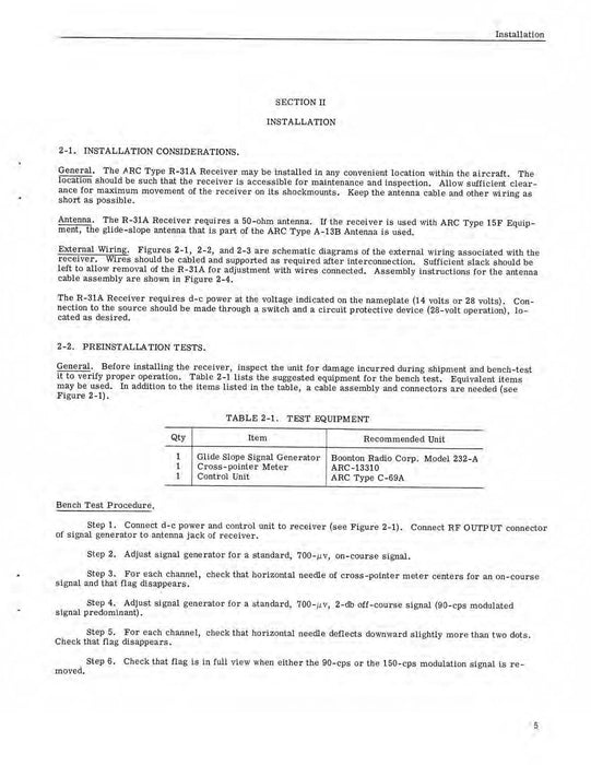 Aircraft Radio Corporation ARC R-31A Receiver Instruction Book (ARCIB-R543B-2)