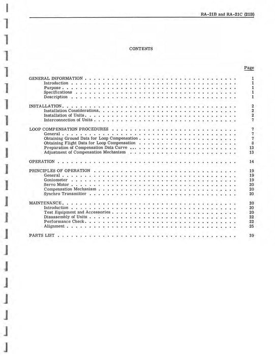 Aircraft Radio Corporation ARC RA-21B,C Accessory Units Instruction Book (ARRA21B,C-IN-C)