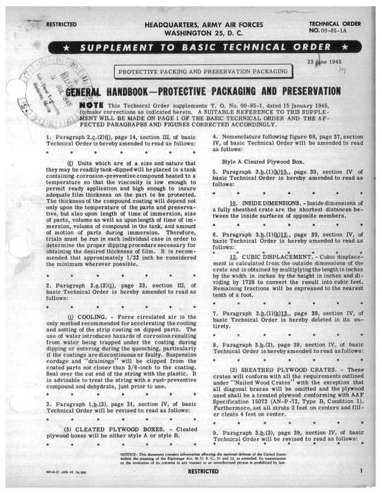 AAF Packaging Materials and Equipment 1945 (00-85-2)