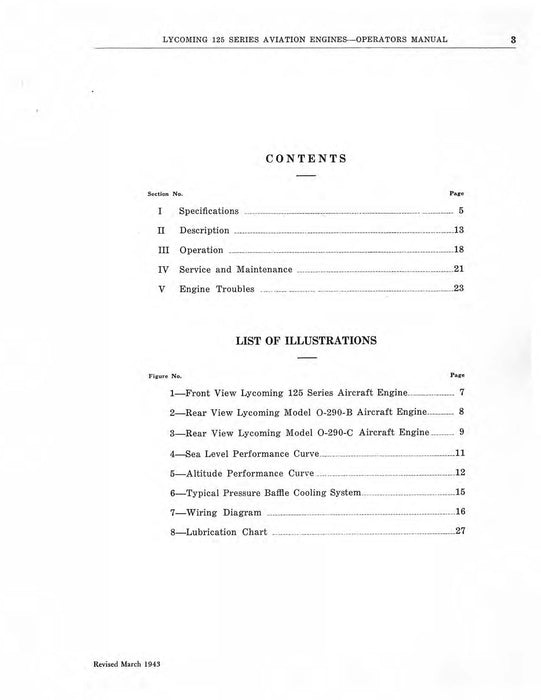 Lycoming 125 Series O-290B,O-290C Operator's Manual