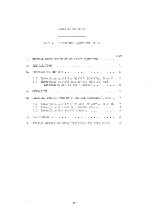 Interphone Equipments RC-34 and RC-35 Instruction Book