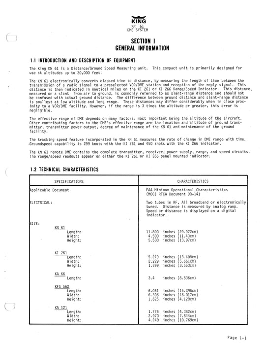 King KN61-KI261 DME System Installation Manual (006-0119-00)