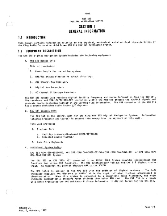 King KNR 615 Digital Navigation System Installation Manual (006-0105-02)