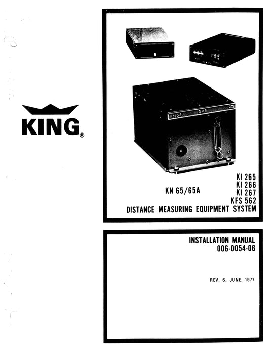 King KN65,65A,KI265,266,267,KFS562 DME Installation Manual (006-0054-06)