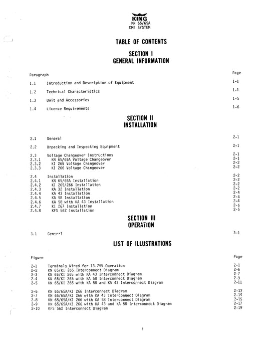 King KN65,65A,KI265,266,267,KFS562 DME Installation Manual (006-0054-06)
