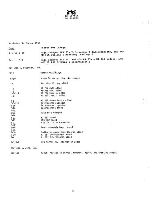 King KN65,65A,KI265,266,267,KFS562 DME Installation Manual (006-0054-06)