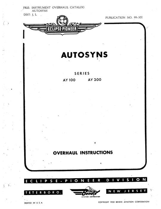 Eclipse-Pioneer Autosyns Series AY 100 & AY 200 Overhaul Instructions (99-30I)
