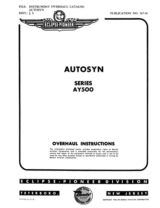 Eclipse-Pioneer Autosyns Series AY 500 Overhaul Instructions (567-10)