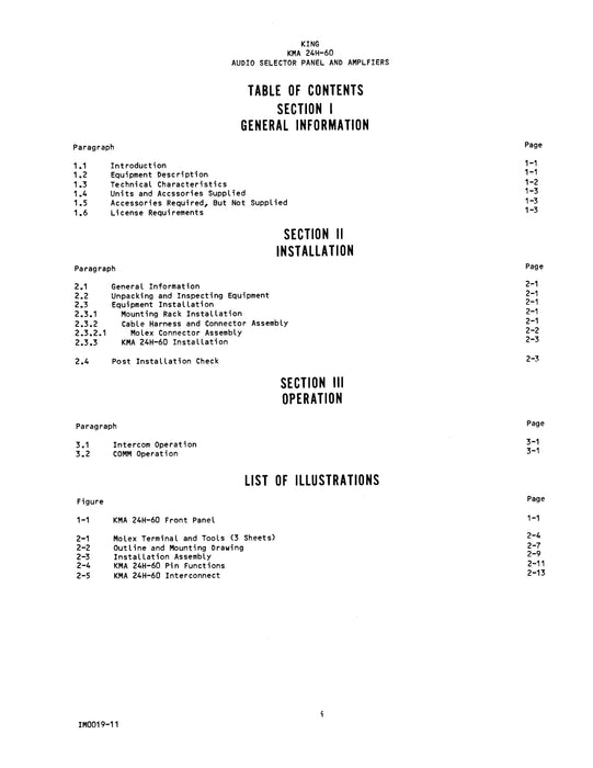 King KMA 24H-60 Installation, Maintenance & Overhaul Manual (006-0521-00)