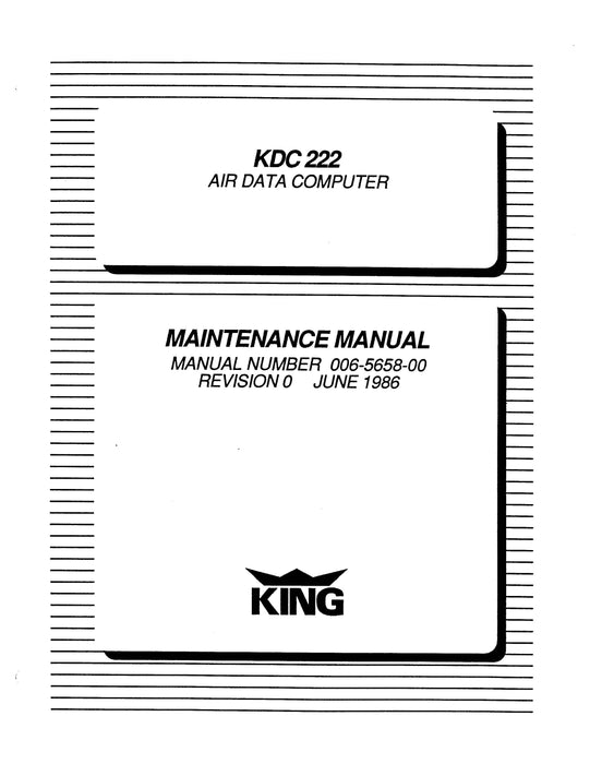 King KDC 222 Air Data Computer Maintenance Manual (006-5658-00)