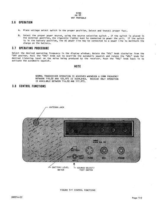 King KA 93 VHF Portable Installation-Maintenance Manual (006-0509-00)