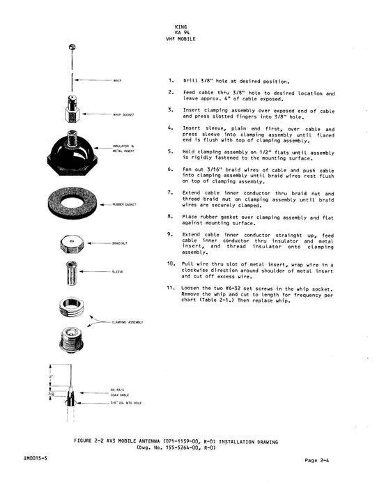 King KA 94 VHF Mobile Installation-Maintenance Manual (006-0510-00)
