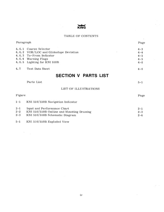 King KNI 510-510B Navigation Indicator Maintenance Manual (006-5028-00)