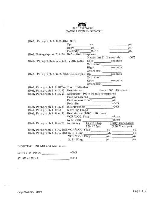King KNI 510-510B Navigation Indicator Maintenance Manual (006-5028-00)