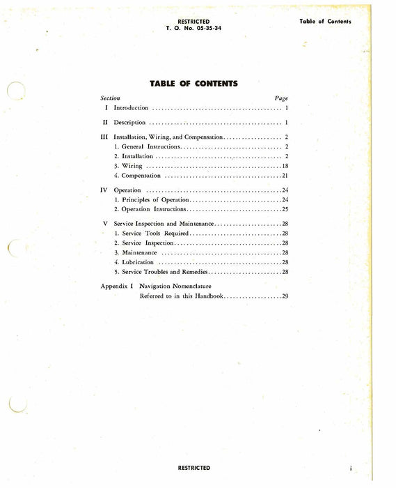 Pioneer Air Position Indicator - Navigation Handbook of Operation And Service Instructions (05-35-34)