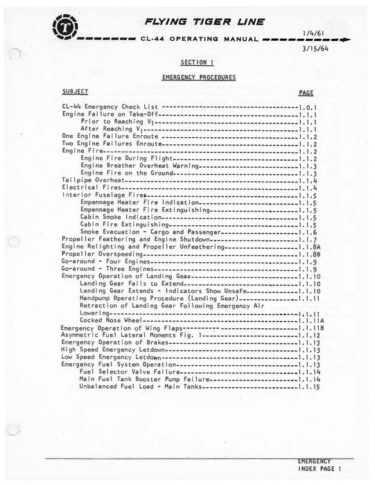 CL-44D4 Operating Manual Flying Tiger Line