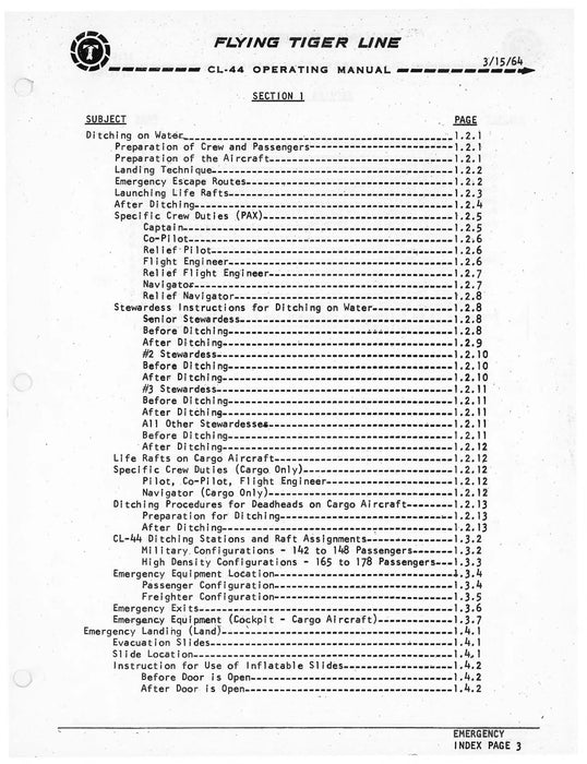 CL-44D4 Operating Manual Flying Tiger Line