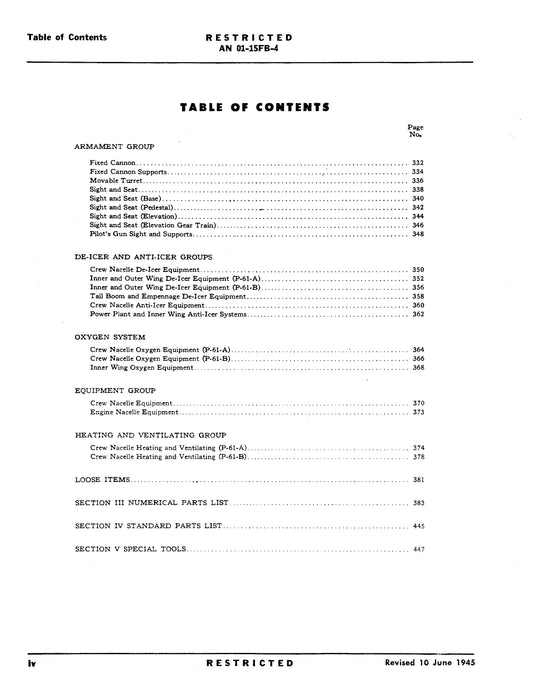 Northrop Aircraft Inc. P-61A,B 1944 Illustrated Parts Catalog (01-15FB-4)