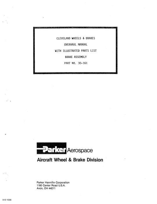 Parker Aerospace Cleveland Wheels & Brakes Assembly Part No. 30-161A Overhaul with Parts (PD3410)