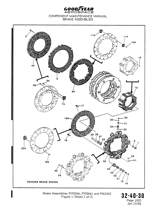 Goodyear AP-330 Brake Assembly Component Maintenance Manual with Illustrated Parts List (32-40-30)