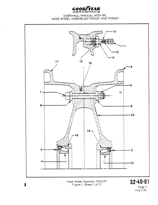 Goodyear AP-332 Nose Wheel Assembly Overhaul with Illustrated Parts (32-40-01)