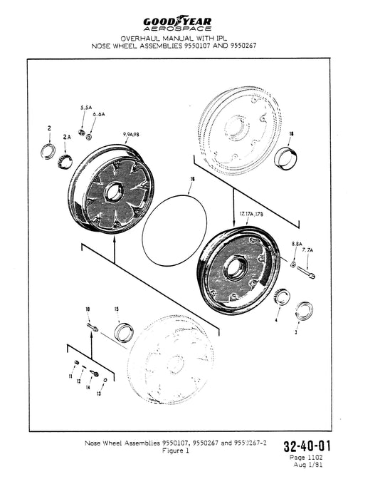 Goodyear AP-332 Nose Wheel Assembly Overhaul with Illustrated Parts (32-40-01)