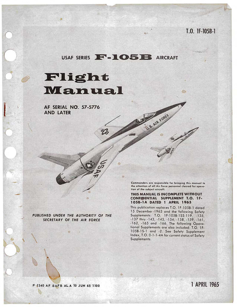 Republic Aviation F-105B USAF Flight Manual 1965 (1F-105B-1