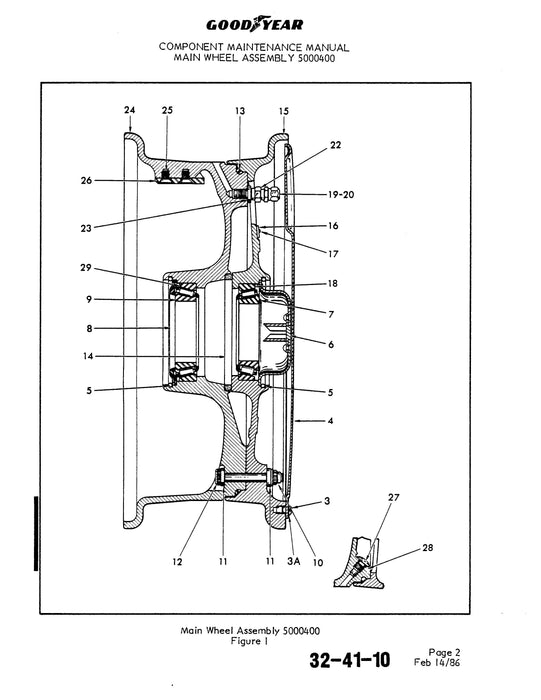 Goodyear AP-536 Main Wheel Assembly 1986 Component Maintenance with Parts (32-41-10)
