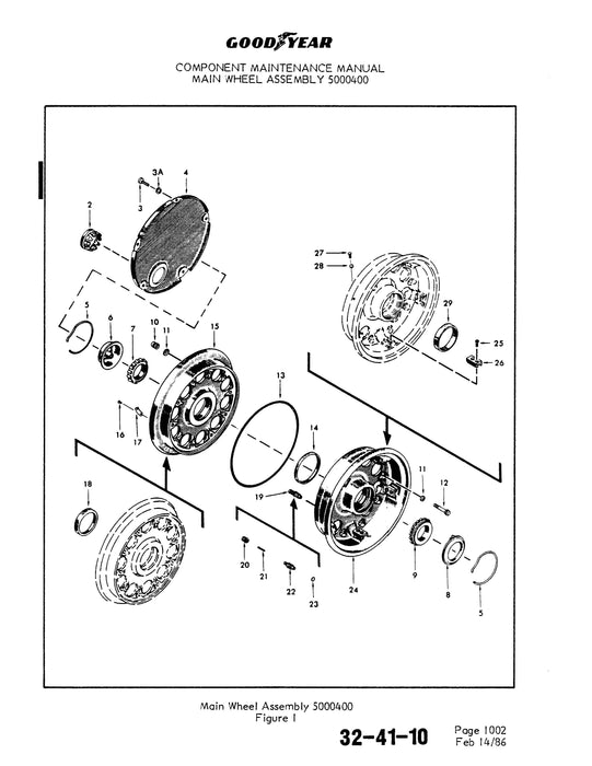 Goodyear AP-536 Main Wheel Assembly 1986 Component Maintenance with Parts (32-41-10)