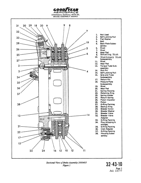 Goodyear AP-537 Brake Assembly Overhaul Maintenance with Illustrated Parts (32-43-10)