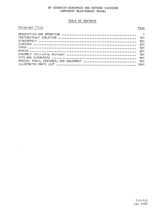 B.F. Goodrich 3-1209-2, 3-1481 Nose Landing Gear Wheel Assembly Maintenance With Illustrated Parts (JN44702/22)