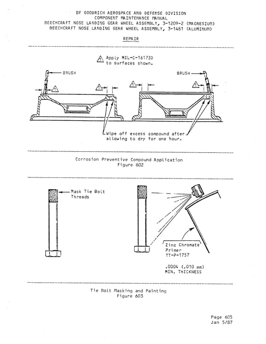 B.F. Goodrich 3-1209-2, 3-1481 Nose Landing Gear Wheel Assembly Maintenance With Illustrated Parts (JN44702/22)