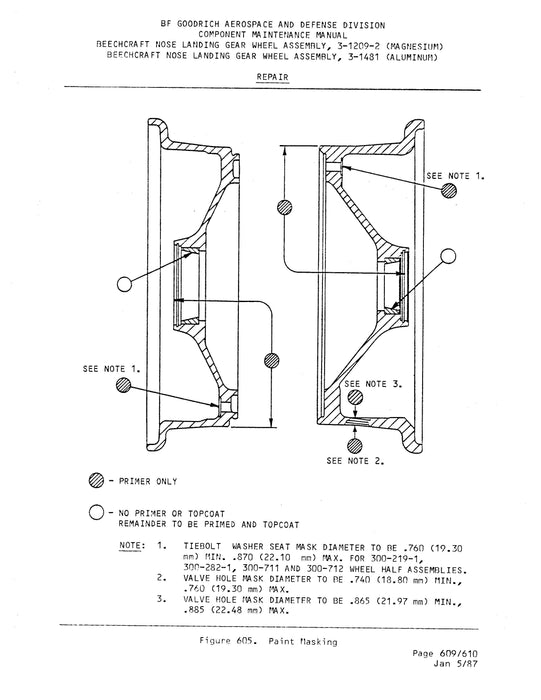 B.F. Goodrich 3-1209-2, 3-1481 Nose Landing Gear Wheel Assembly Maintenance With Illustrated Parts (JN44702/22)