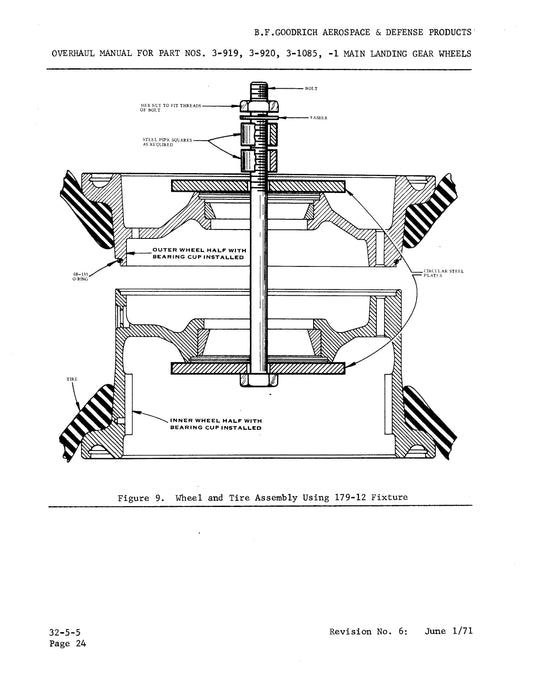 B.F. Goodrich 3-919, 3-920, 3-1085, 3-1085-1 Main Landing Gear Wheels Overhaul Manual (JN16271)