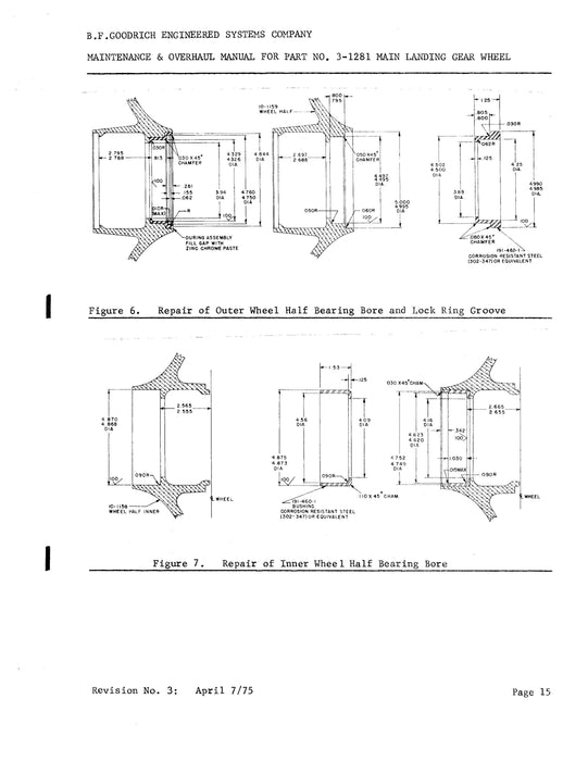 goodrich landing gear B.F. Goodrich 3-1281 Main Landing Gear Wheel Maintenance and Overhaul Manual — Essco Aircraft