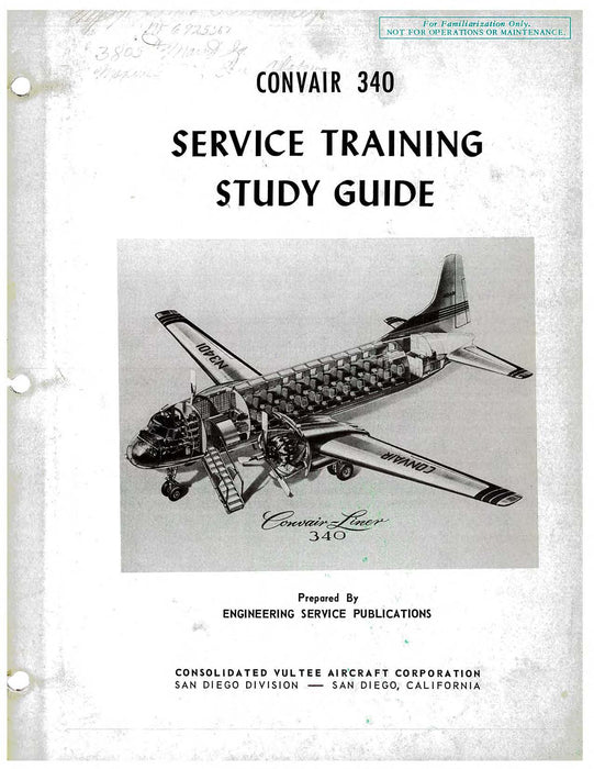 Convair 340 Service Training Study Guide