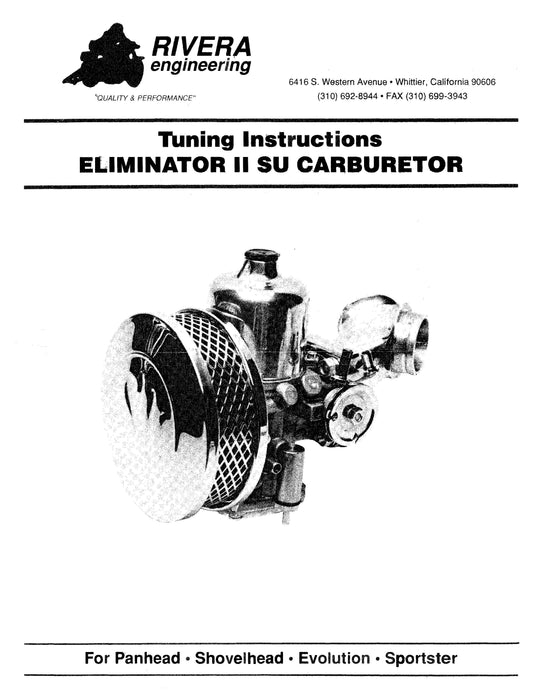 Rivera Engineering Tuning Instructions Eliminator II SU Carburetor