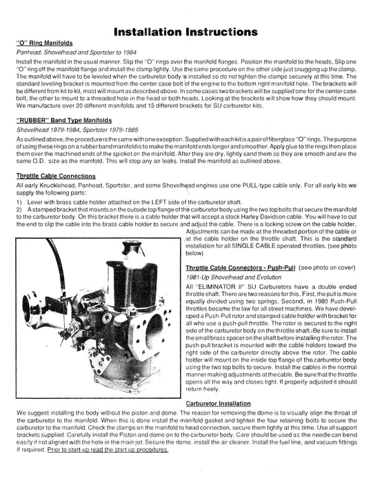 Rivera Engineering Tuning Instructions Eliminator II SU Carburetor