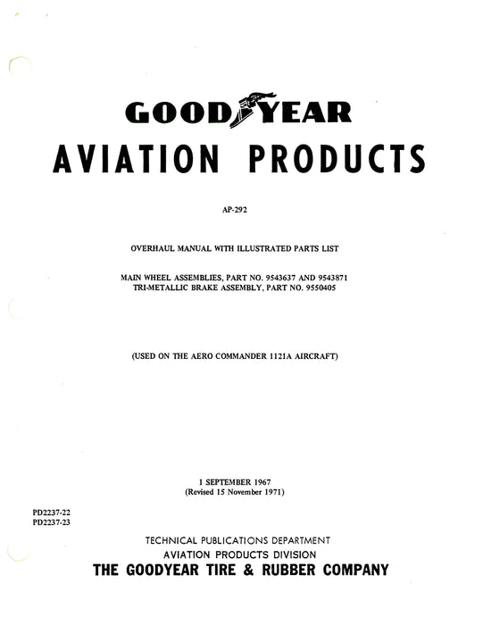 Goodyear AP-292 Main Wheel, Brake Assembly Overhaul with Illustrated Parts List
