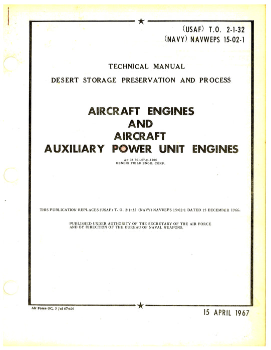Desert Storage Preservation and Process Aircraft Engines And APU Engines (2-1-32)