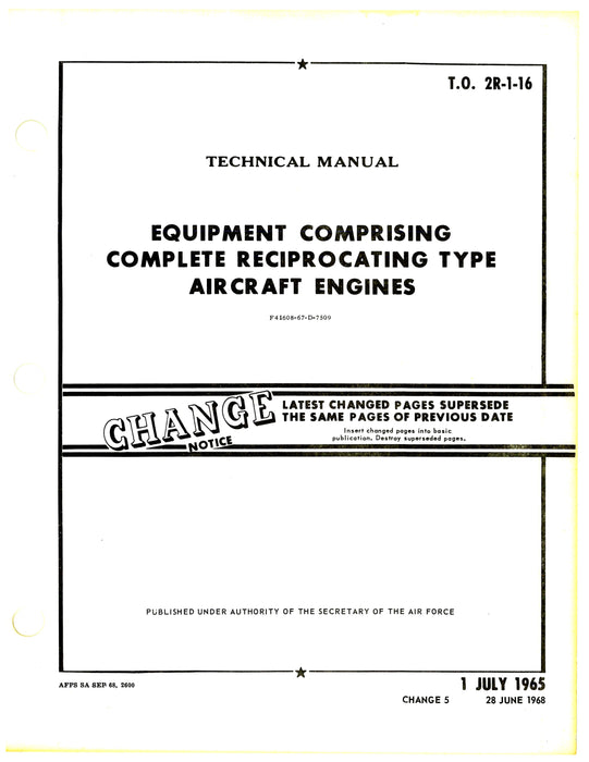 Equipment Comprising Complete Reciprocating Type Aircraft Engines (2R-1-16)