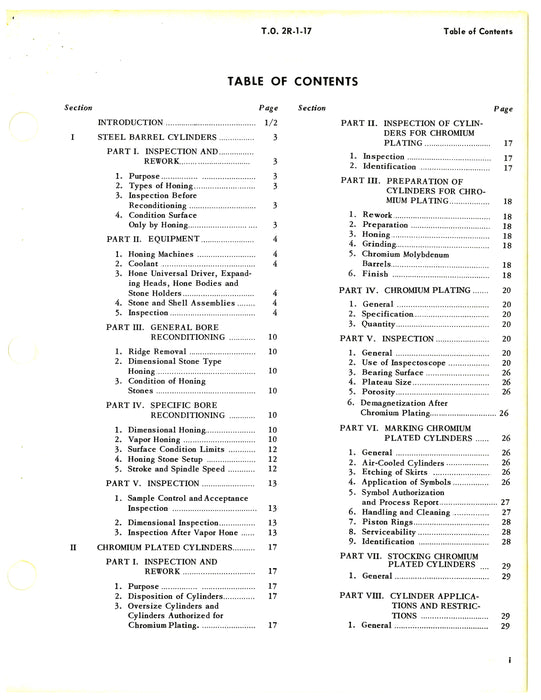 Reconditioning And Use Of Steel Barrel And Chrome-Plated Engine Cylinders (2R-1-17)