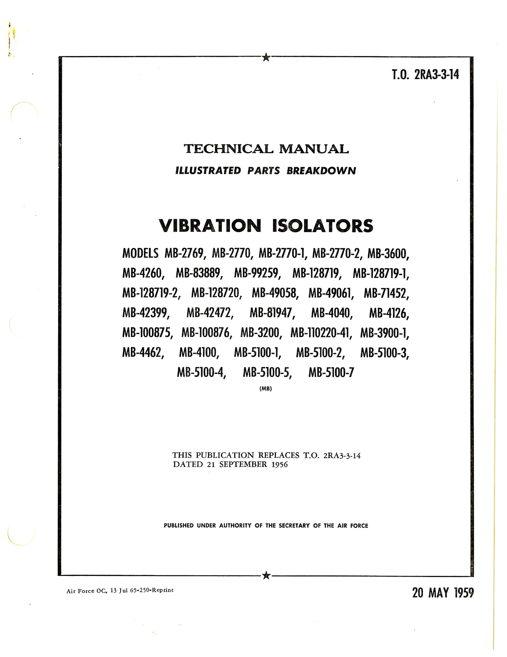 Vibration Isolators MB Series Vibration Isolators Illustrated Parts Br