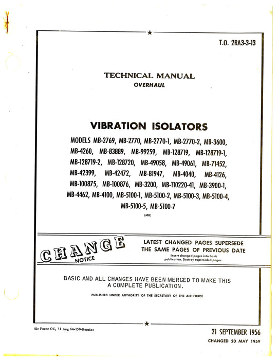 Vibration Isolators MB Series Vibration Isolators Overhaul Manual (2RA3-3-13)