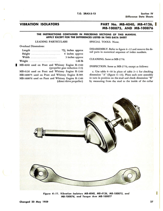 Vibration Isolators MB Series Vibration Isolators Overhaul Manual (2RA3-3-13)